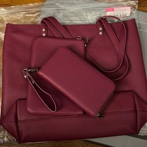 Thirty One Crushed Berry Pebble Bundle - Around Town Tote